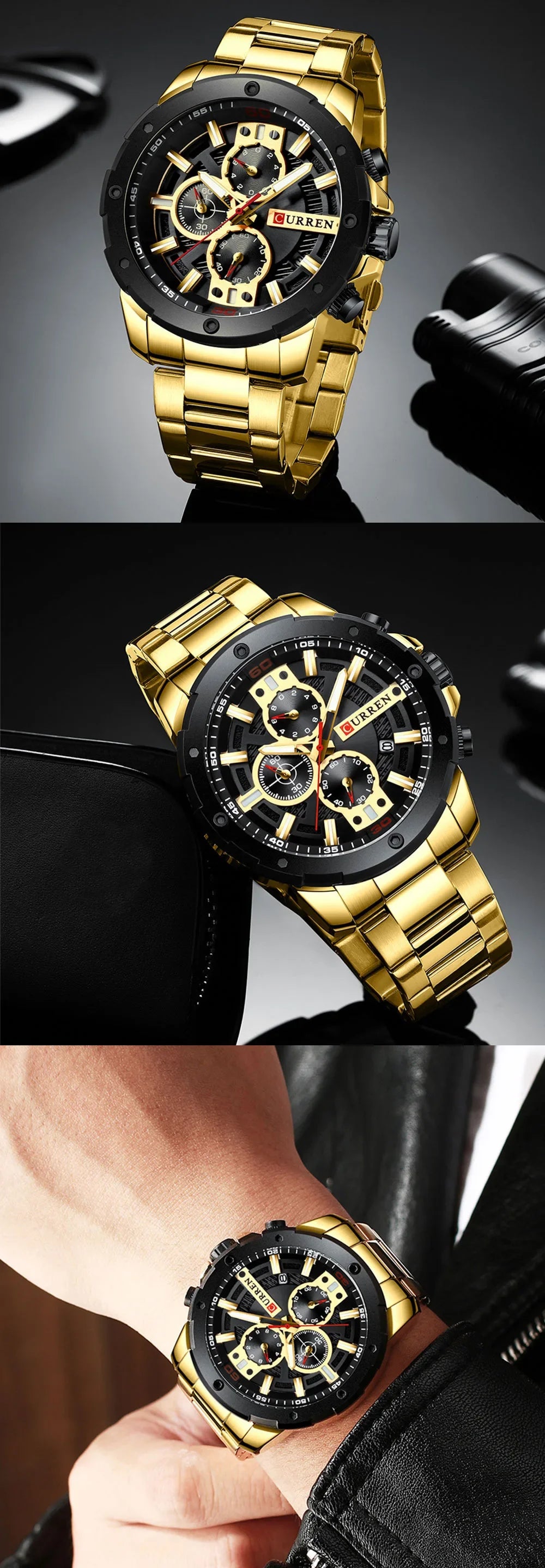 Curren nouveau 8336 bracelet en acier pour hommes calendrier montre à Quartz étanche à Six broches montre pour hommes