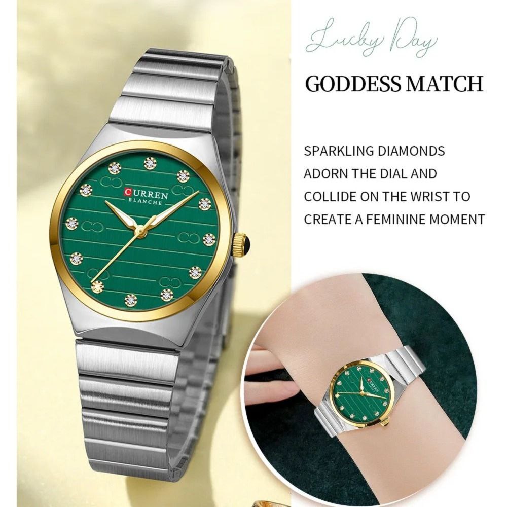 CURREN luxe minimaliste avec accents de strass et aiguilles lumineuses montres à Quartz élégantes en acier inoxydable pour femmes étanche