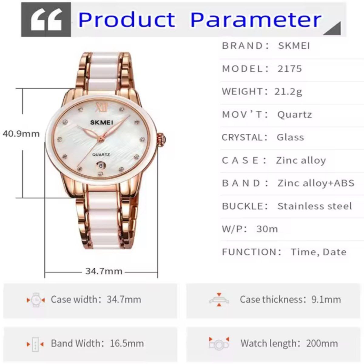 Montre à quartz pour femme SKMEI
