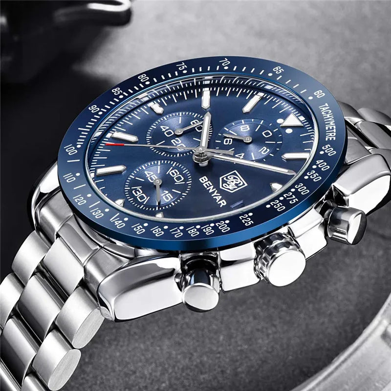 C'est une montre-bracelet chronographe pour homme de marque BENYAR