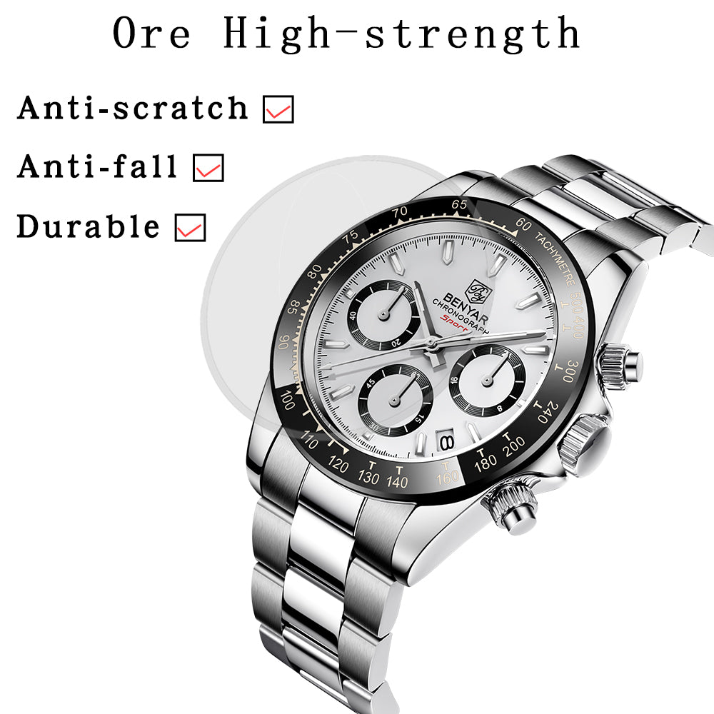 Montre-bracelet chronographe sport BENYAR en acier inoxydable