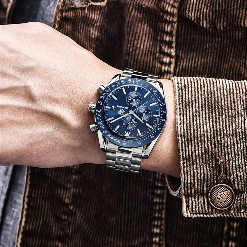 C'est une montre-bracelet chronographe pour homme de marque BENYAR